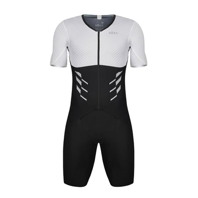 Men's Elite Aero II Short Sleeve Tri Suit (Black/White)