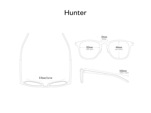 Hunter - Black/ Gold Tortoise Frame /Dark Carbon (Polarized) Lens