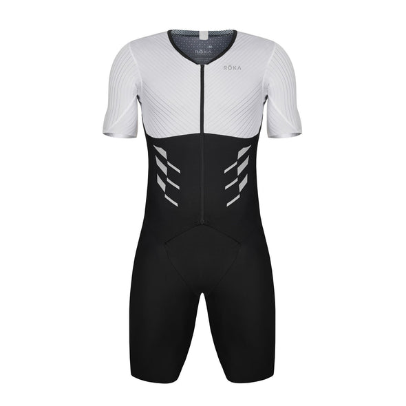 Men's Elite Aero II Short Sleeve Tri Suit (Black/White)